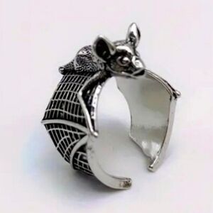 Silver Plated Bat Adjustable Ring